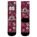 New Mexico State Aggies Socks Custom Scattered Icons Crimson Best Selling