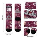 New Mexico State Aggies Socks Custom Scattered Icons Crimson Best Selling