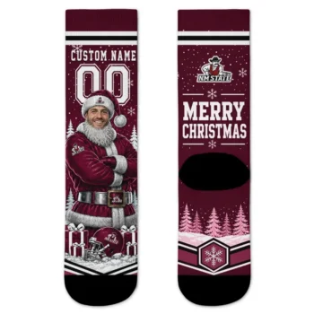 New Mexico State Aggies Socks Custom Snowy Scene Crimson White Best Selling