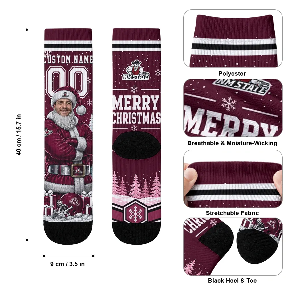 New Mexico State Aggies Socks Custom Snowy Scene Crimson White High Quality New Mexico State Aggies Socks Custom Snowy Scene Crimson White High Quality
