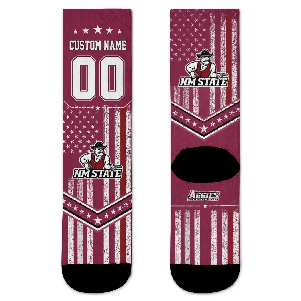 New Mexico State Aggies Socks Custom Star Stripes Crimson White Best Selling New Mexico State Aggies Socks Custom Star Stripes Crimson White Best Selling