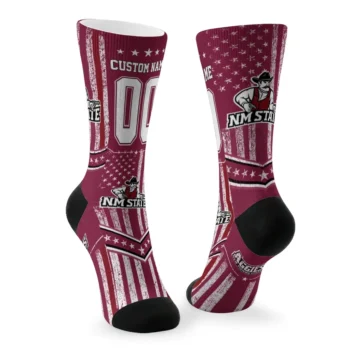 New Mexico State Aggies Socks Custom Star Stripes Crimson White Fashion Forward
