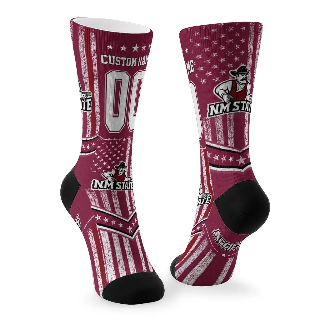 New Mexico State Aggies Socks Custom Star Stripes Crimson White Fashion Forward New Mexico State Aggies Socks Custom Star Stripes Crimson White Fashion Forward