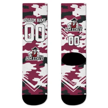 New Mexico State Aggies Socks Custom Woodland Camo Crimson Best Selling