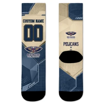 New Orleans Pelicans Socks Custom Geometric Tech Navy Best Selling