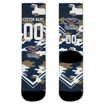 New Orleans Pelicans Socks Custom Woodland Camo Navy Best Selling