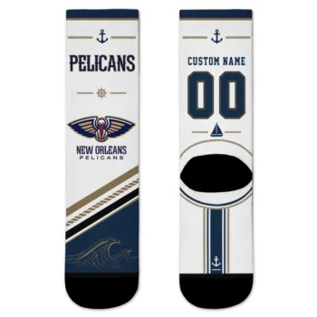 New Orleans Pelicans Socks - Customized Nautical Icons Navy White