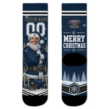 New Orleans Pelicans Socks Customized Snowy Scene Navy White Best Selling