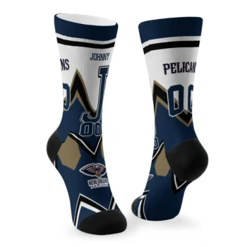 New Orleans Pelicans Socks Personalized Arrow Blocks Navy Fashion Forward