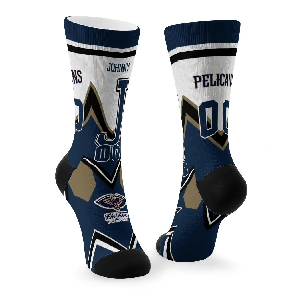 New Orleans Pelicans Socks Personalized Arrow Blocks Navy Fashion Forward New Orleans Pelicans Socks Personalized Arrow Blocks Navy Fashion Forward