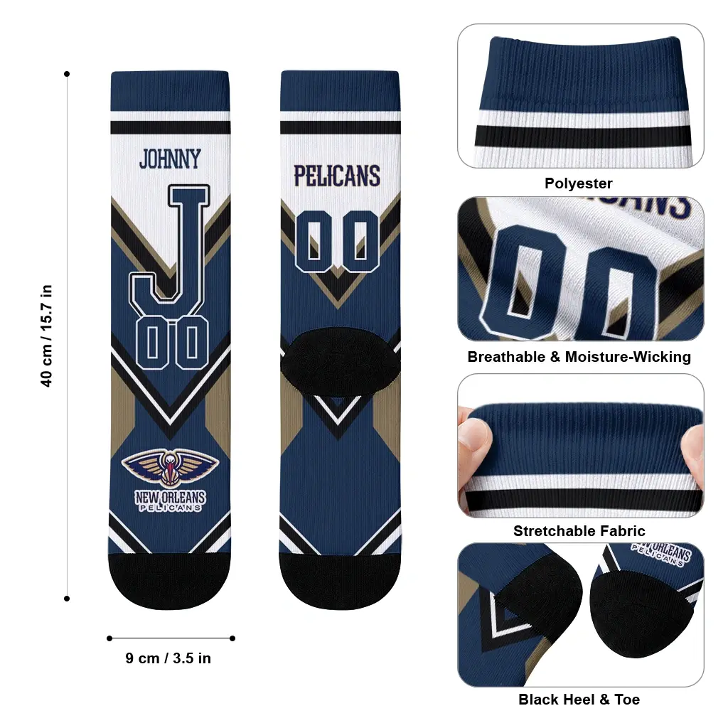 New Orleans Pelicans Socks Personalized Arrow Blocks Navy High Quality New Orleans Pelicans Socks Personalized Arrow Blocks Navy High Quality