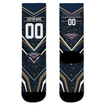 New Orleans Pelicans Socks Personalized Leopard Print Navy Black Best Selling