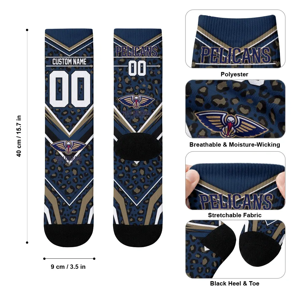 New Orleans Pelicans Socks Personalized Leopard Print Navy Black High Quality New Orleans Pelicans Socks Personalized Leopard Print Navy Black High Quality
