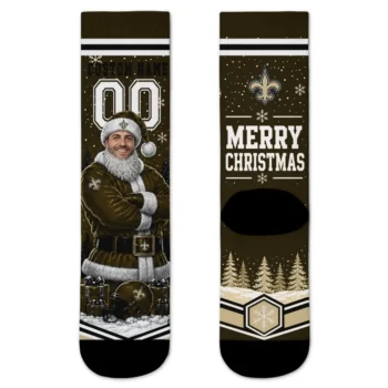 New Orleans Saints Socks Custom Snowy Scene Gold White Best Selling