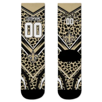 New Orleans Saints Socks Customized Leopard Print Gold Black Best Selling
