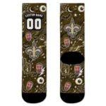 New Orleans Saints Socks Personalized Scattered Icons Gold Best Selling
