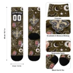 New Orleans Saints Socks Personalized Scattered Icons Gold Best Selling