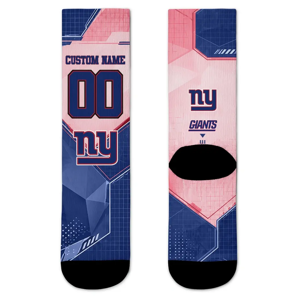 New York Giants Socks Custom Geometric Tech Blue Best Selling New York Giants Socks Custom Geometric Tech Blue Best Selling