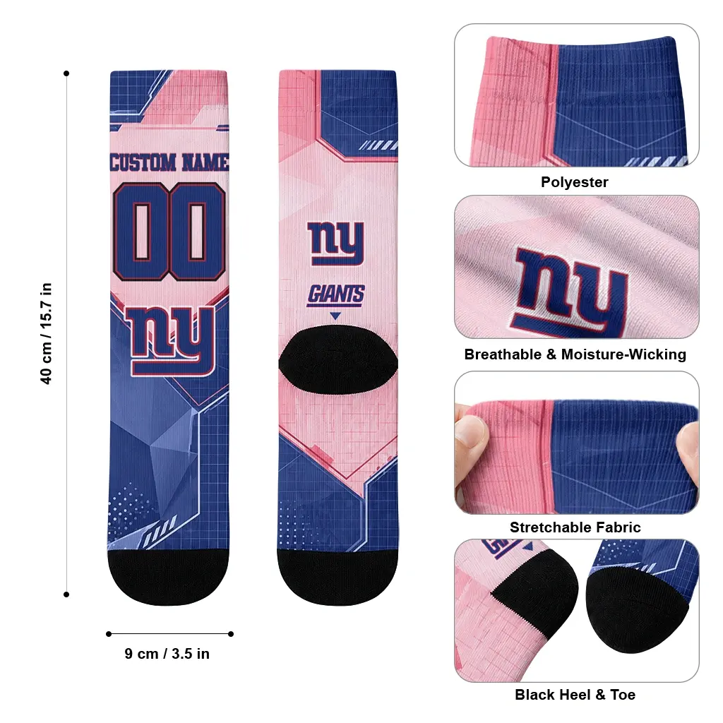 New York Giants Socks Custom Geometric Tech Blue High Quality New York Giants Socks Custom Geometric Tech Blue High Quality