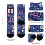 New York Giants Socks Custom Scattered Icons Blue Best Selling