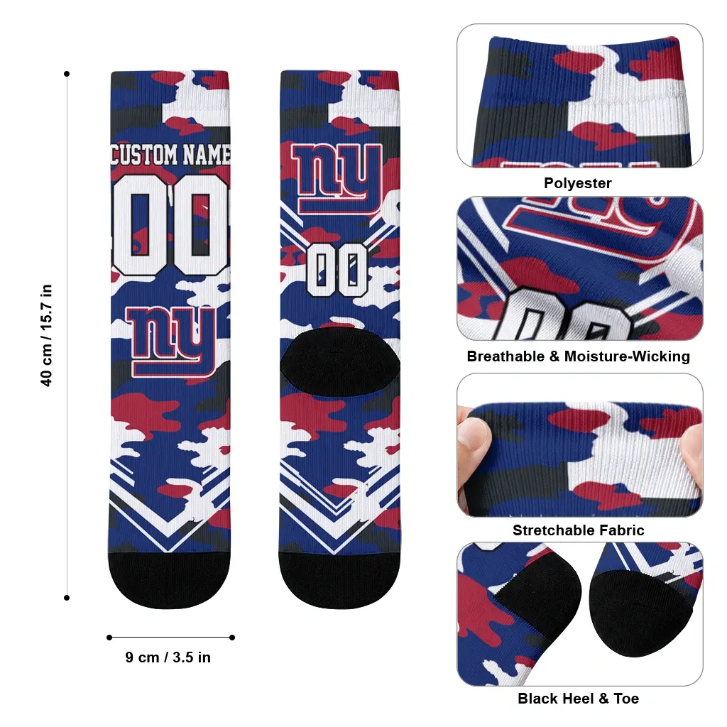 New York Giants Socks Custom Woodland Camo Blue High Quality New York Giants Socks Custom Woodland Camo Blue High Quality