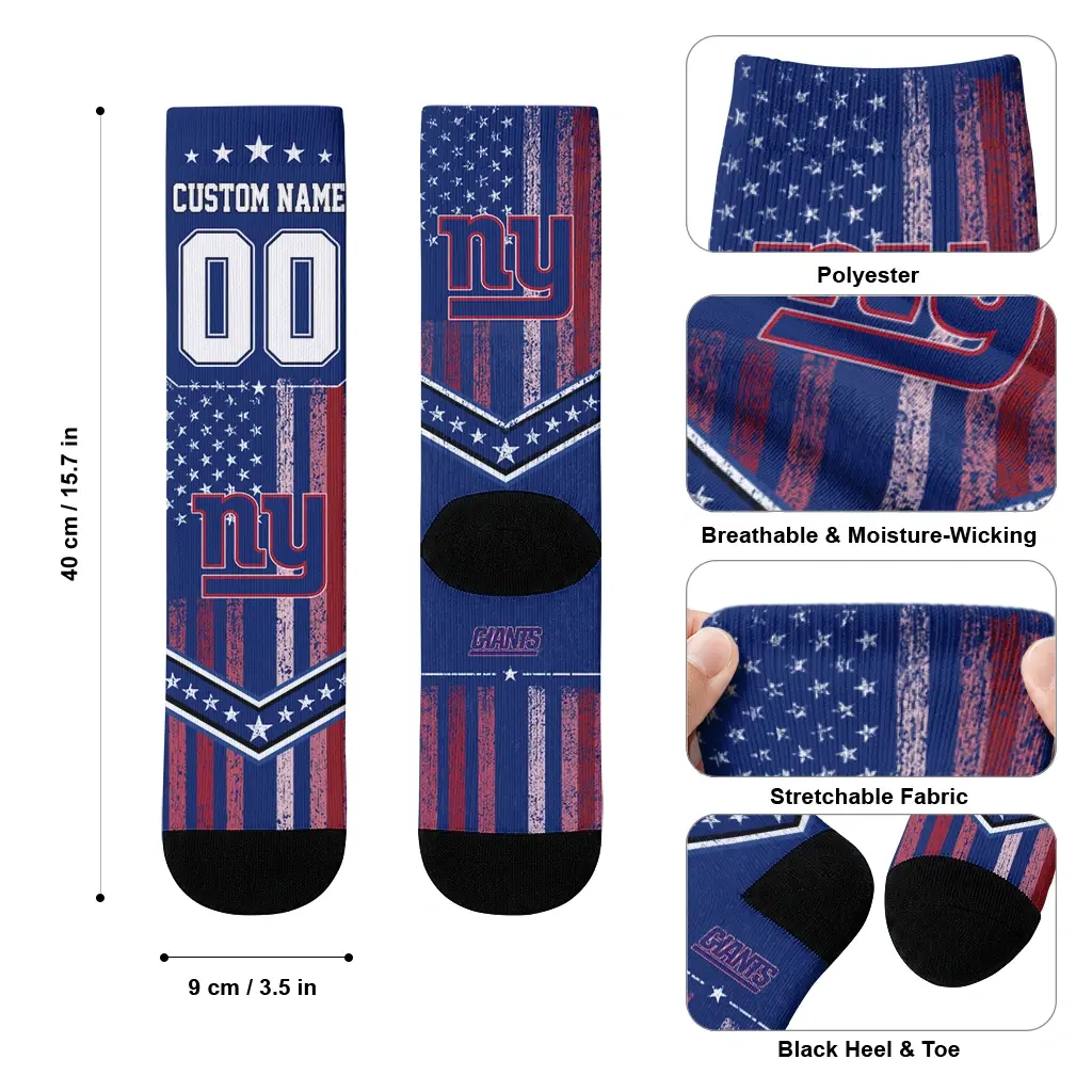 New York Giants Socks Customized Star Stripes Blue White High Quality New York Giants Socks Customized Star Stripes Blue White High Quality