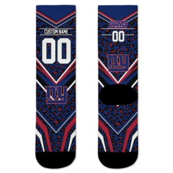 New York Giants Socks Personalized Leopard Print Blue Black Best Selling