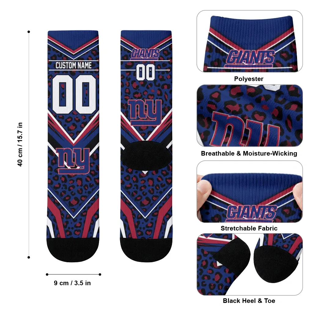 New York Giants Socks Personalized Leopard Print Blue Black High Quality New York Giants Socks Personalized Leopard Print Blue Black High Quality
