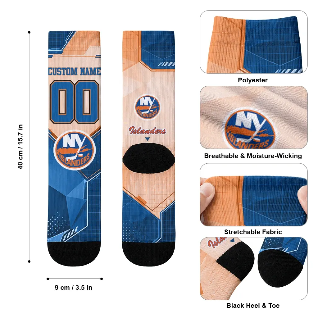 New York Islanders Socks Custom Geometric Tech Blue High Quality New York Islanders Socks Custom Geometric Tech Blue High Quality