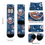 New York Islanders Socks Custom Scattered Icons Blue Best Selling