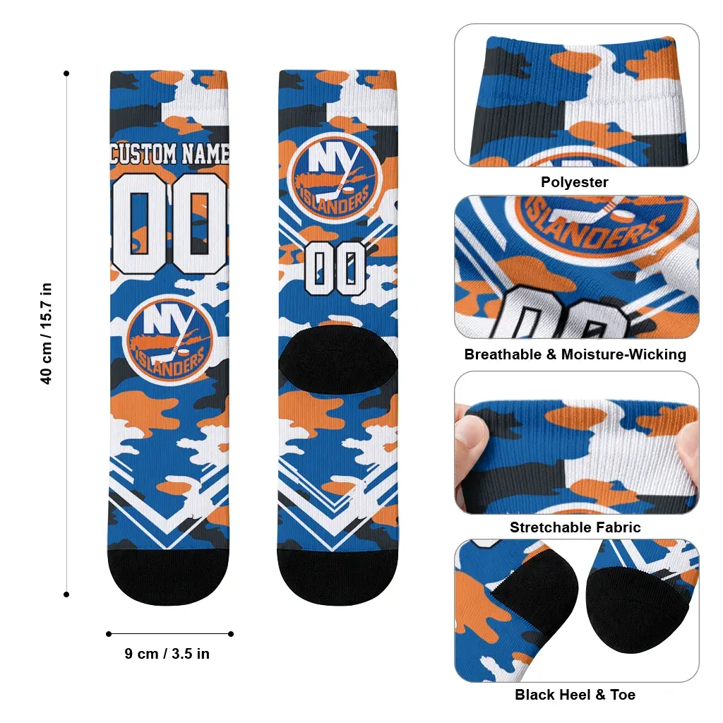 New York Islanders Socks Custom Woodland Camo Blue High Quality New York Islanders Socks Custom Woodland Camo Blue High Quality