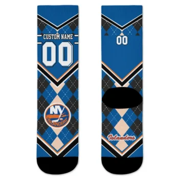 New York Islanders Socks Customized Argyle Pattern Blue Best Selling