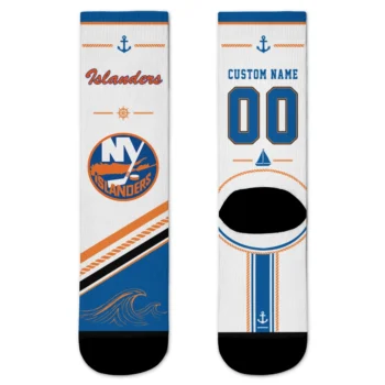 New York Islanders Socks - Customized Nautical Icons Blue White