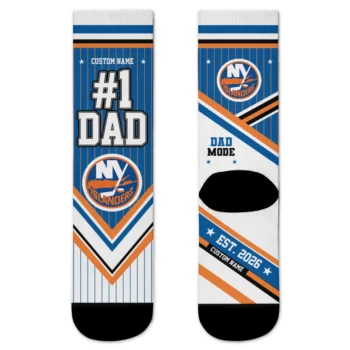 New York Islanders Socks - Personalized Pinstripe Chevron Blue White