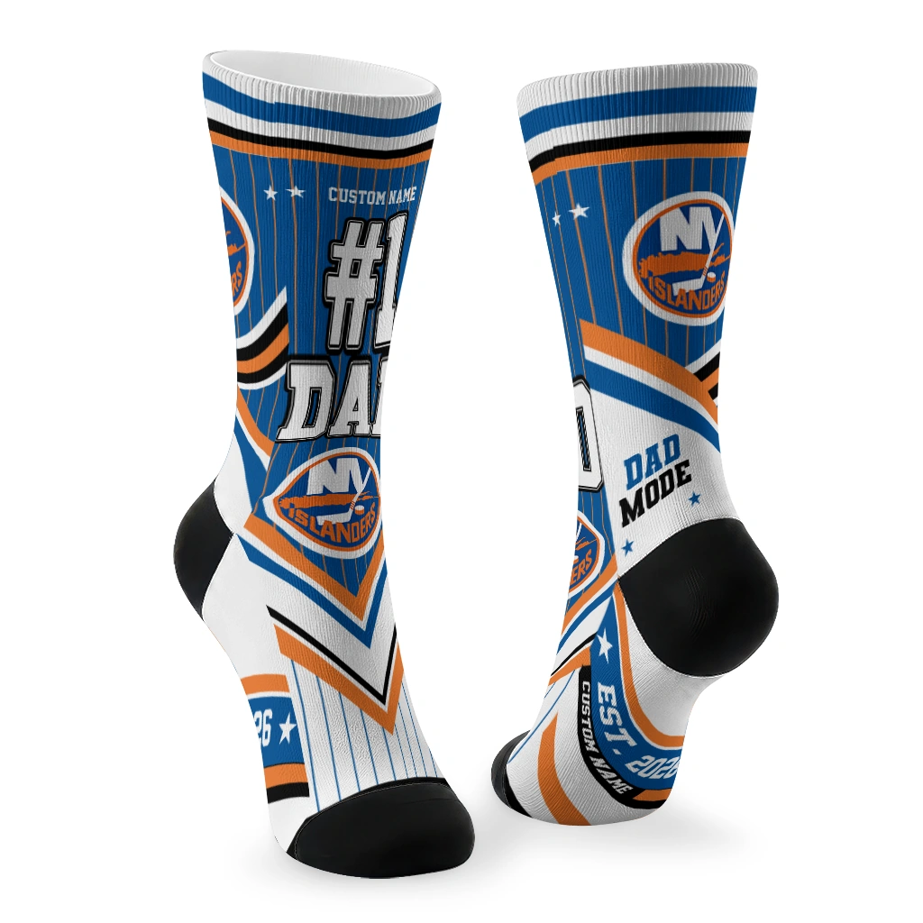 new-york-islanders-socks-personalized-pinstripe-chevron-blue-white-fashion-forward.webp