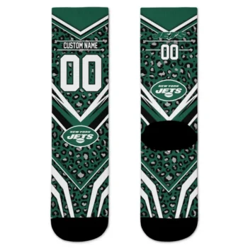New York Jets Socks Custom Leopard Print Green Black Best Selling
