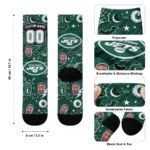 New York Jets Socks Customized Scattered Icons Green Best Selling