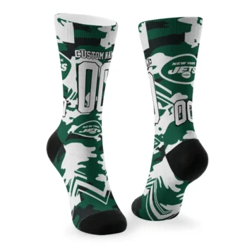 New York Jets Socks Customized Woodland Camo Green Fashion Forward
