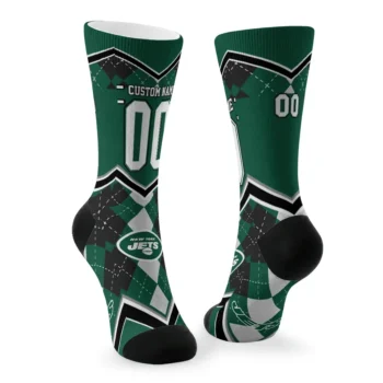 New York Jets Socks Personalized Argyle Pattern Green Fashion Forward