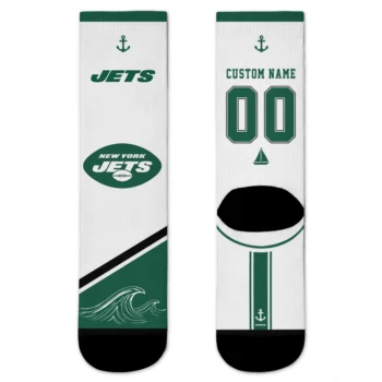 New York Jets Socks - Personalized Nautical Icons Green White