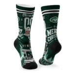 New York Jets Socks Personalized Snowy Scene Green White Best Selling