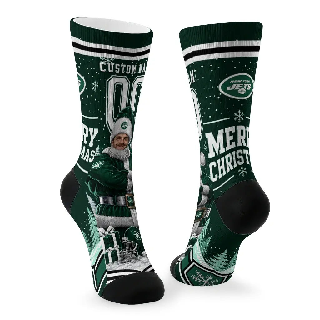 New York Jets Socks Personalized Snowy Scene Green White Fashion Forward New York Jets Socks Personalized Snowy Scene Green White Fashion Forward