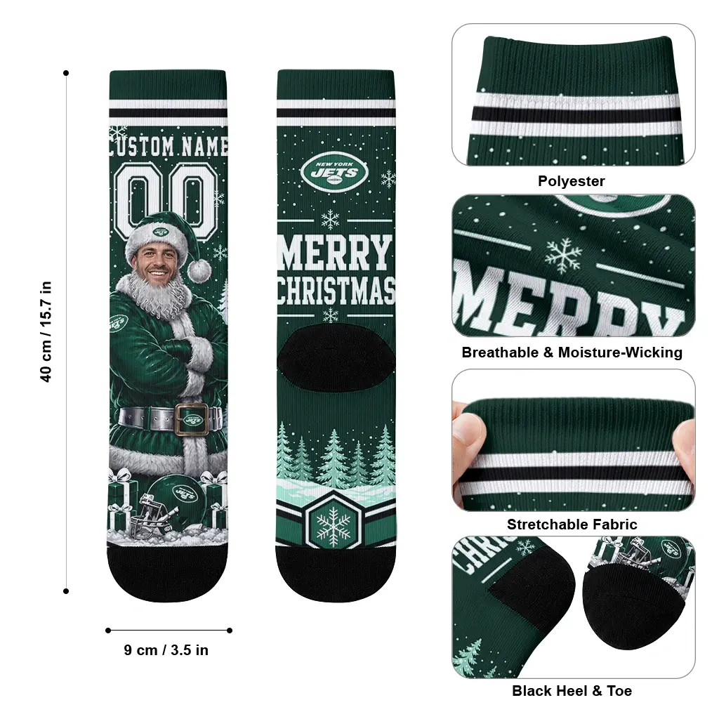 New York Jets Socks Personalized Snowy Scene Green White High Quality New York Jets Socks Personalized Snowy Scene Green White High Quality