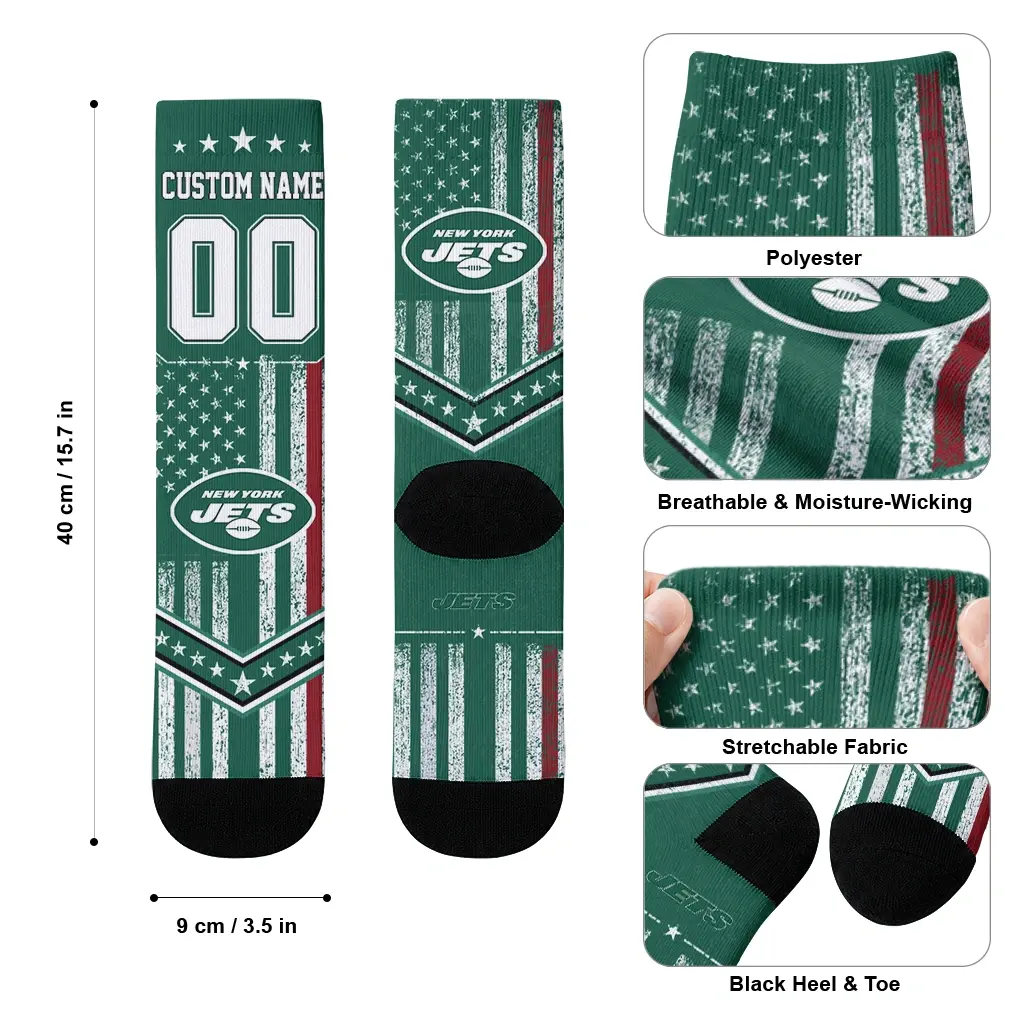 New York Jets Socks Personalized Star Stripes Green White High Quality New York Jets Socks Personalized Star Stripes Green White High Quality