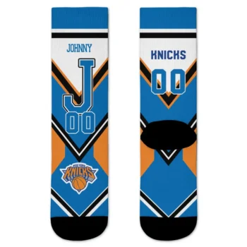New York Knicks Socks Custom Arrow Blocks Blue Best Selling
