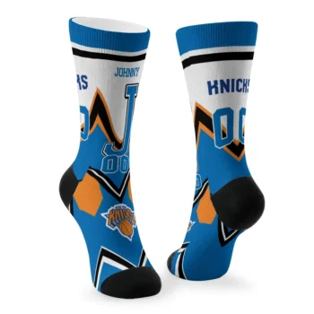 New York Knicks Socks Custom Arrow Blocks Blue Fashion Forward