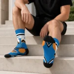 New York Knicks Socks Custom Arrow Blocks Blue Best Selling