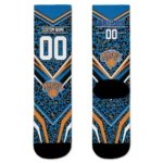 New York Knicks Socks Custom Leopard Print Blue Black Best Selling