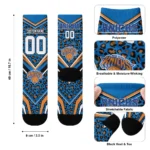 New York Knicks Socks Custom Leopard Print Blue Black Best Selling