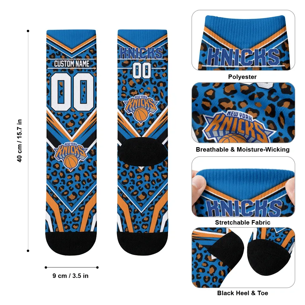 New York Knicks Socks Custom Leopard Print Blue Black High Quality New York Knicks Socks Custom Leopard Print Blue Black High Quality